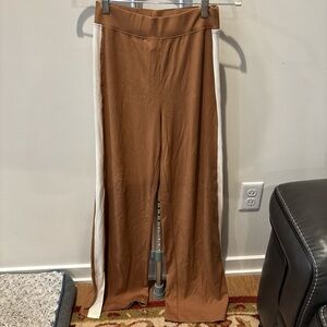 Aerie Tan Ribbed Pants with White Accent